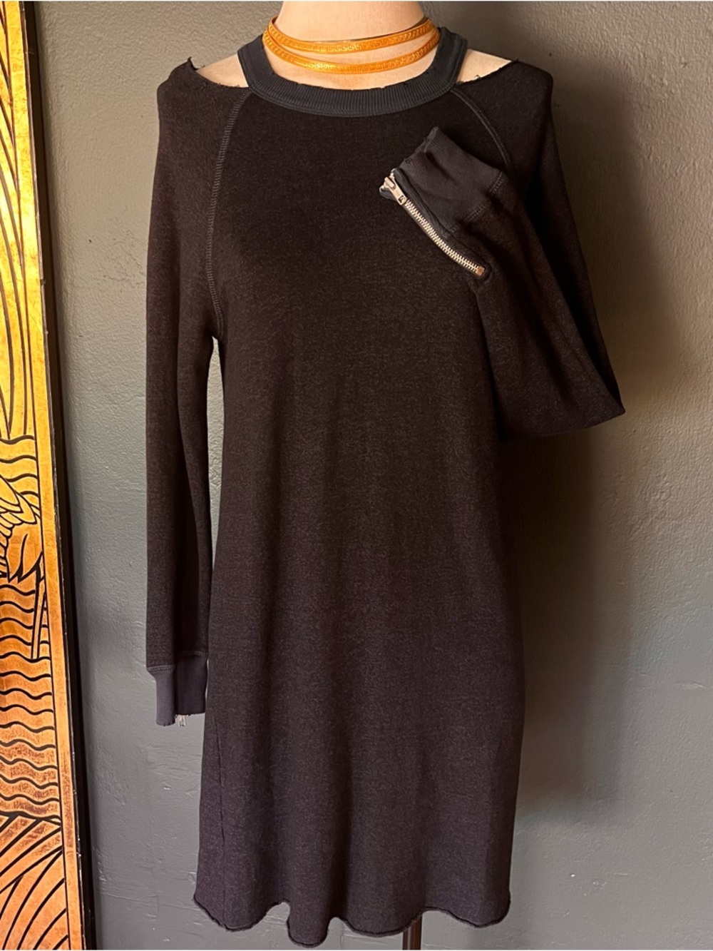 n:PHILANTHROPY Charcoal Long Sleeve Cold Shoulder, Sz. S